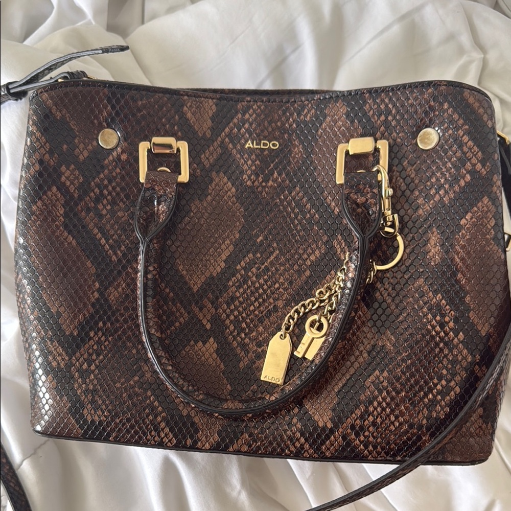 Aldo Dark Brown Snake Print Shoulder/crossbody Bag